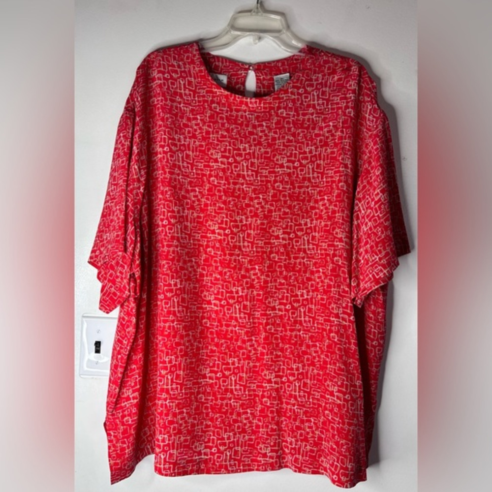 August Silk Women's Abstract Printed Boxy Blouse Top -‎ 100% Silk - Size 3XL